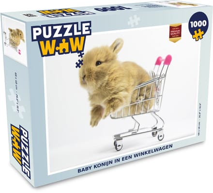 Puzzel Konijn - Baby - Wit - Legpuzzel - Puzzel 1000 stukjes volwassenen