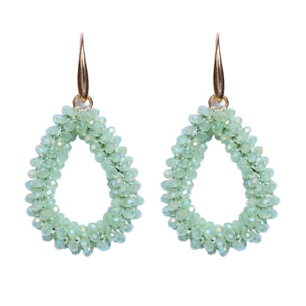 Lajetti - Druppel Oorbel Mintgroen - Dames Oorbellen - Beaded Earrings