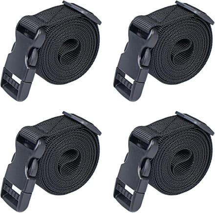 Utility Straps - Tie Down Straps - Securing Items - Quick-Release Buckle - 12 Feet - Black