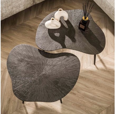 Salontafel set/2 Brown Ray Metal organisch - Donkerbruin brons