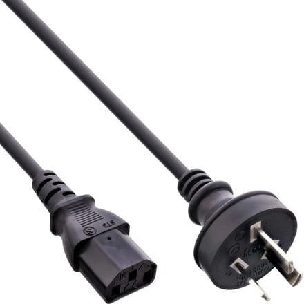 InLine Australië stroomkabel met C13 plug - zwart - 1,8 meter