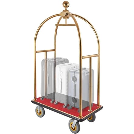 Chariot à bagages d'hôtel 1500 LBS Acier inoxydable Chariot de groom Montants incurvés