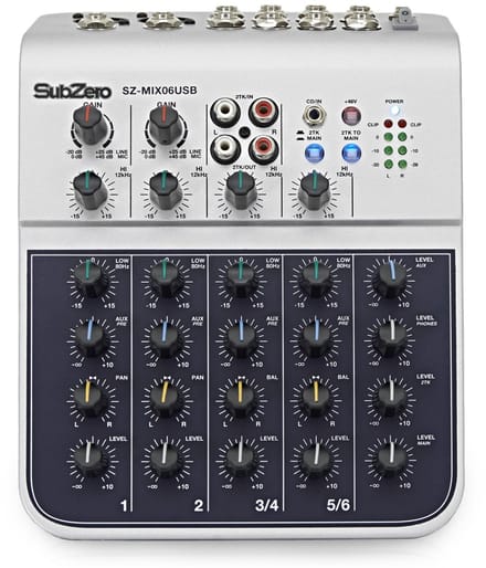 SubZero SZ-MIX06USB 6-kanaals USB-Mixer/Interface