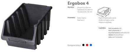 Patrol Ergobox 4 - Opslagbak - Rood - Kunststof - 340x204x155 mm