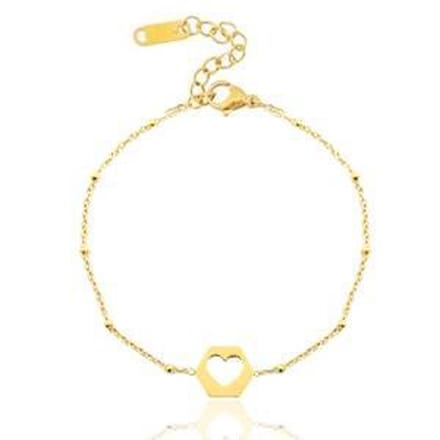 Schakelarmbandje Cut out Heart Goud (RVS)