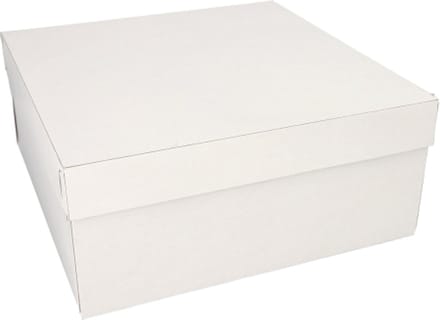 10 Kartonnen gebaksdozen met deksel hoekig 30 cm x 30 cm x 13 cm wit
