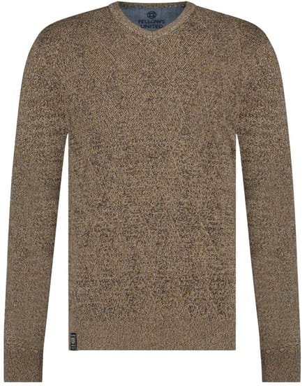 Fellows United Pullover V-neck Argyle Fantasy Oker (32.1120 - 151)