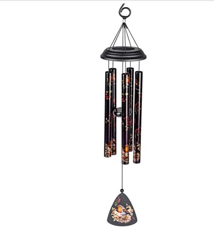 Windgong - Metaal - 70cm x 20cm - Zwart - beschildering - Vogel - Rood