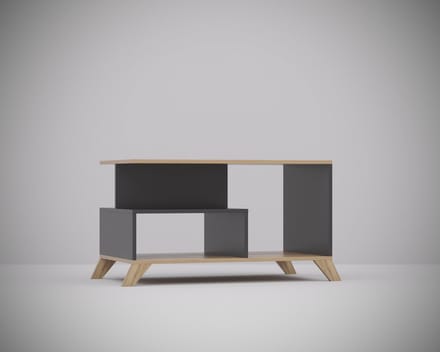 Meubel Square - Salontafel SINDI - Antraciet - Eiken - 90cm - Scandinavische stijl