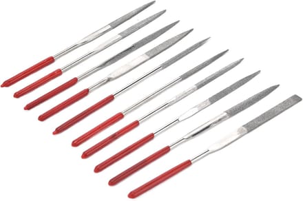 Metaalvijlenset - Precisie vijlen - Hout plastic - Comfortabele grip - 10 stuks - Grijs