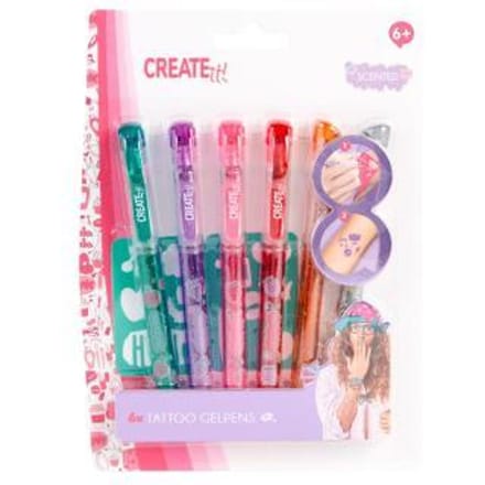 Create it! Tattoo parfum pen set kinderen - tattoo gelpennen en sjablonen.