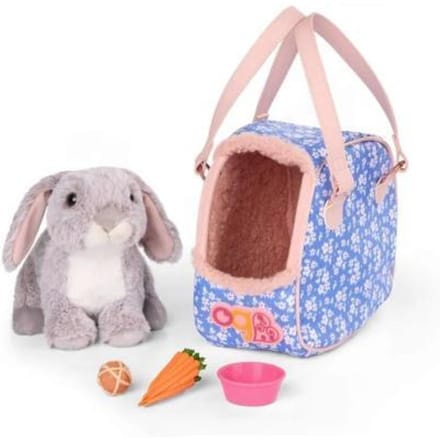 Our Generation Draagbare huisdiervak met konijn en accessoires Poppen toebehoren