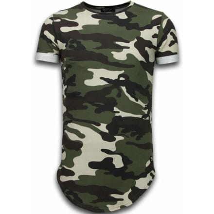 Known Camouflage T-shirt - Long Fit Shirt Army - Groen
