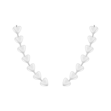 Joy|S - Zilveren hartjes oorbellen - ear climbers - earcuffs