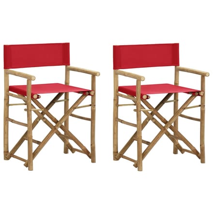 vidaXL - Regisseursstoelen - 2 - st - inklapbaar - rood - bamboe - en - stof