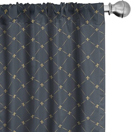 ABAKUHAUS Fleur De Lis Gordijnen – 2x75x245 cm – Microvezel – Halfverduisterend – Grijs