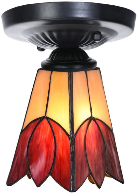 Tiffany plafonnière zwart met Fleur de Vanneau Kievitsbloem - Art Deco Trade