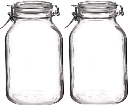 Bormioli Rocco Voorraad/weckpot - Set van 2x stuks - glas - transparant - 24 x 14 cm - 3 L