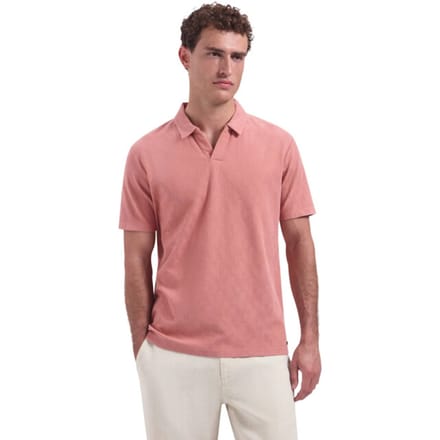 Polo met V-hals en korte mouwen met jacquardprint