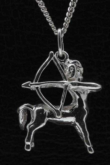 Zilveren Sterrenbeeld Boogschutter ketting hanger - groot