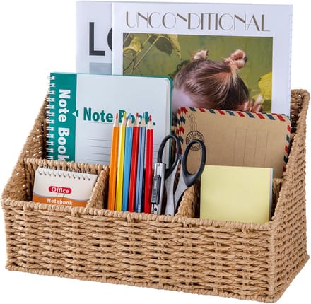 Rotan Bureau Organizer en Mail Houder - Boho Tafelblad Accessoires