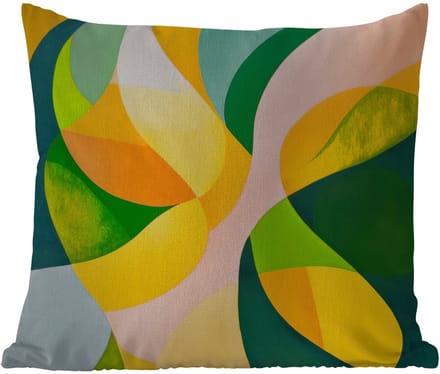 Buitenkussen - Abstract - Geel - Roze - Groen - 45x45 cm - Weerbestendig