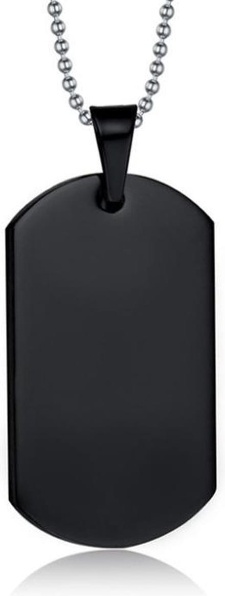 Zwarte Dogtag kettinghanger met ketting