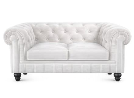 Chesterfield Bank - 2 Zits - Velvet wit - Fluweel - Sofa