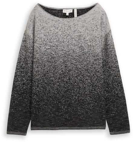Tom Tailor - Losvallende gebreide trui met kleurverloop - Maat L - black grey degrade design