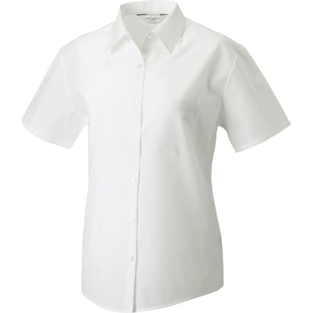 Russell Collection Dames/Dames Poplin Easy-Care Overhemd met Korte Mouwen (Wit)