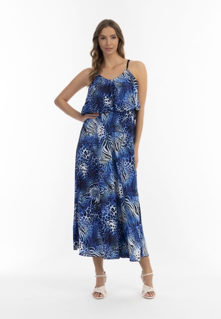 Faina Maxi-jurk met dierenprint Dames KONING BLAUW