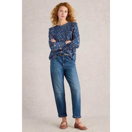 White Stuff Sylvie Top Blue Print Taglia: 6 | Maglie a manica lunga Outlet | Donna | Blu