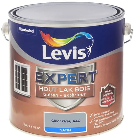 Levis - Expert Hout Lak Buiten Satin Mix - Clear Grey A40 - Mengverf - 2,5 L