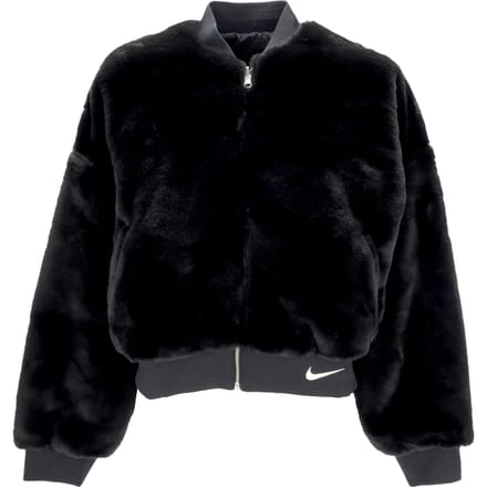 Damesbont W Sportswear omkeerbaar nepbontbomberjack zwart/kokosmelk
