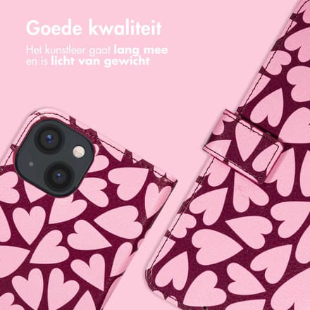 imoshion Hoesje - Geschikt voor Apple iPhone 14 - Design Bookcase smartphone - Hearty Blush