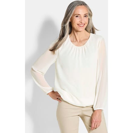 Elegante blouse van chiffon - gebroken wit - Gr. 54 van Goldner Fashion