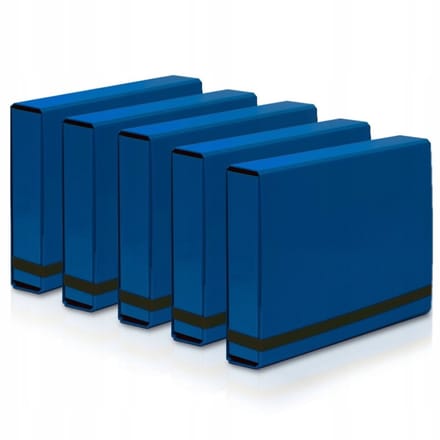5x Vau-Pe A4 Dossier Box 50mm met Elastiek - Blauw