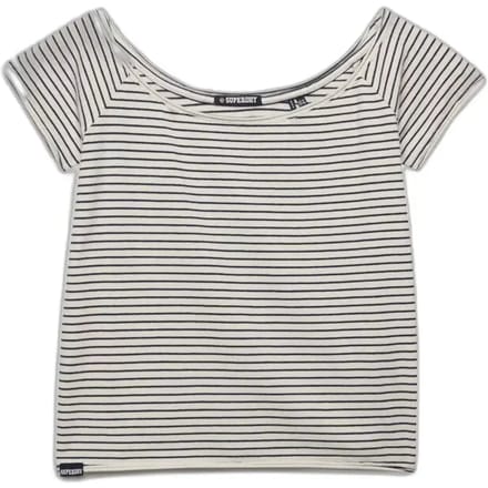 Superdry Bardot Off-shoulder Top Slanke Pasvorm Blauw Grootte: 38
