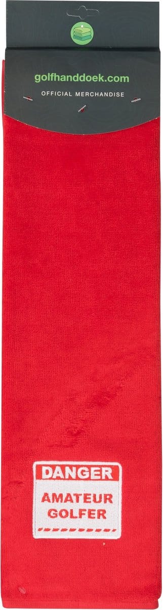 Nova Golf 'Danger Amateur Golfer' Golfhanddoek - Rood Wit