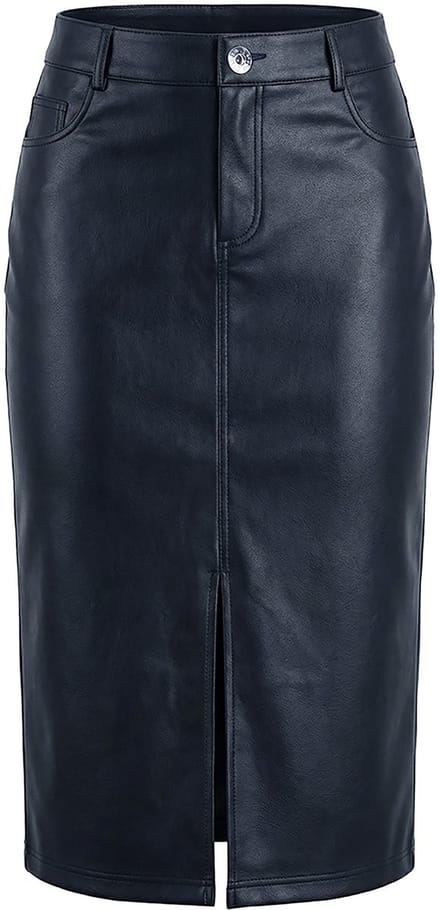 Studio Untold - Dames - Rok in een leerlook A-lijn midi-lengte - Zwart - Maat 42