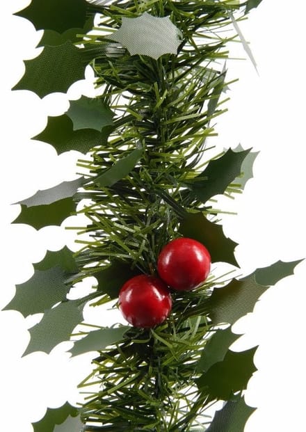 Decoris kerstslinger hulst - 2x - groen - 270 cm - kunststof - guirlande - kerstversiering
