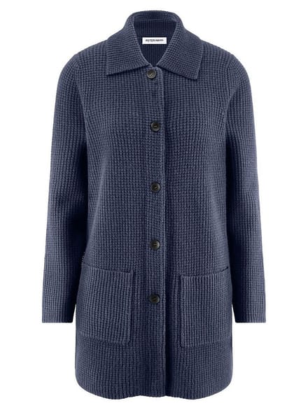 Lang vest in kasjmiermix Van Peter Hahn blauw