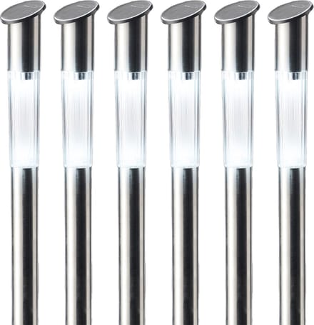 6x lumineo solar prikspot/tuinspot - rvs - h57 cm - zonne-energie