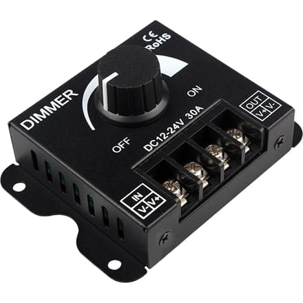 12-24V 30A LED-lichtdimmer Traploos dimmen PWM-dimmerschakelaar Knop Handmatige helderheidsregelaar zwart