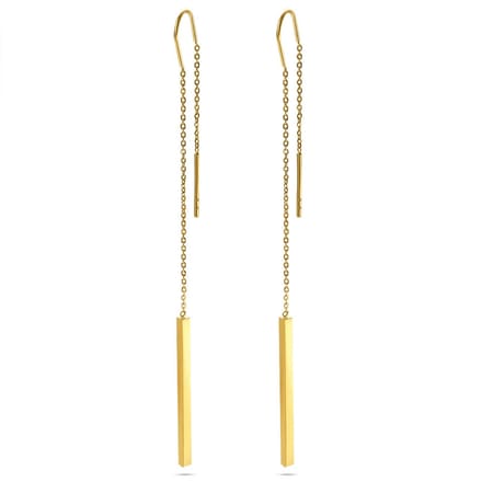 Twice As Nice Oorbellen in goudkleurig edelstaal, staaf, ketting