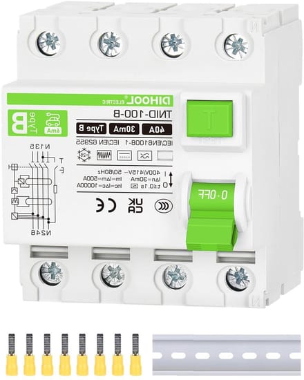 Aardlekschakelaar - Stroomonderbreker FI-schakelaar - Elektrisch laden - Type B DC 6mA lekbescherming - 40A 4-polig - null