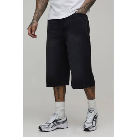 Tall Essential Longline Denim Jorts | Washed Black | Size 46