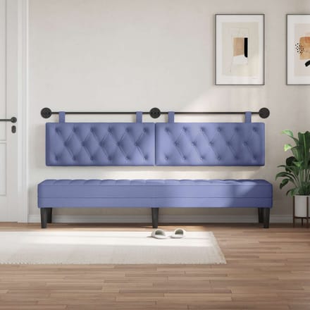 vidaXL - Hangend - hoofdbord - Jeans - Blauw - Stof