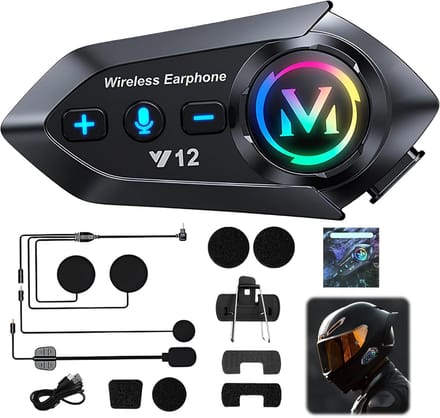 Motorhelm Intercom - Motor Communicatie - Twee Weg - Bluetooth 5.4 - 500 Meter - Zwart