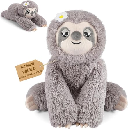 Gewogen Luiaard Knuffel - Pluche Dier - Kalmerend Comfort - Verstelbare Houding - 56 cm Lang - Bruin